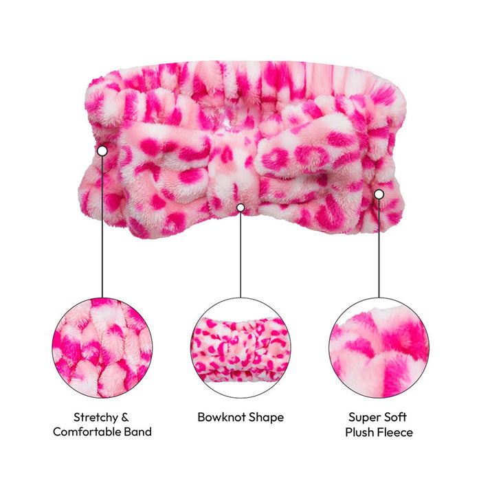 Plush Spa Headband [Pink Leopard] #Hq100