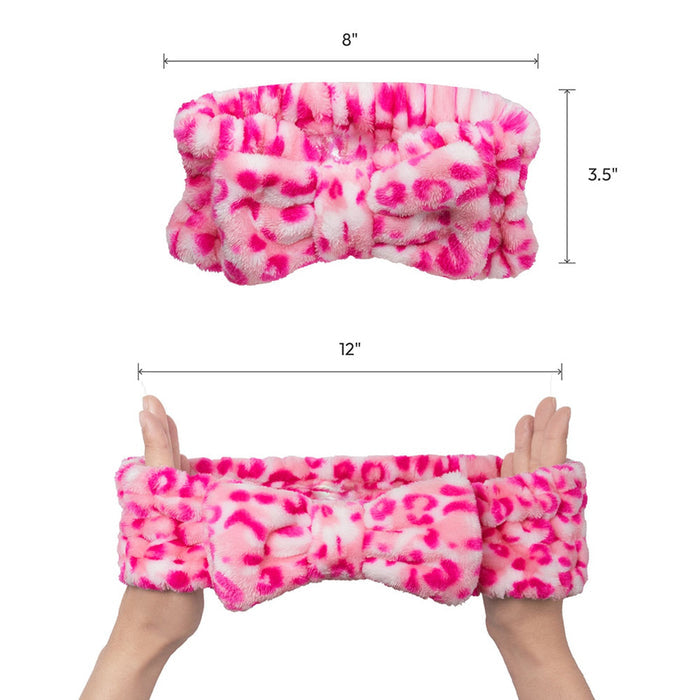 Plush Spa Headband [Pink Leopard] #Hq100