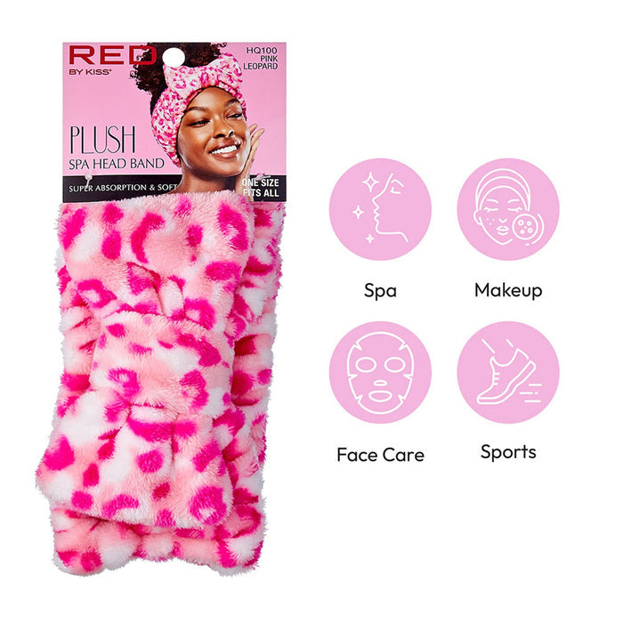 Plush Spa Headband [Pink Leopard] #Hq100