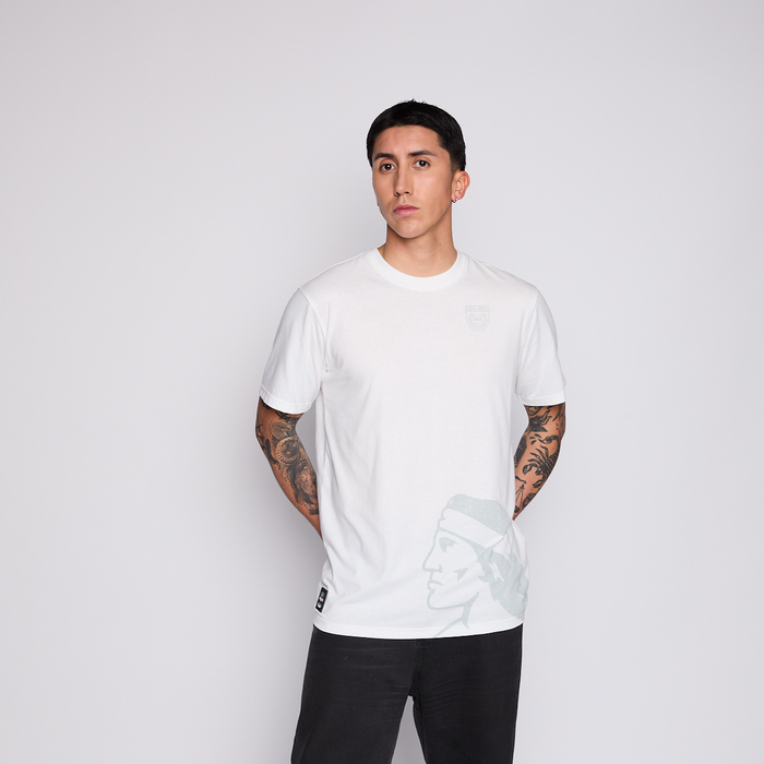 Polera Colo Colo Urbano Hombre Cacique Blanco Gris