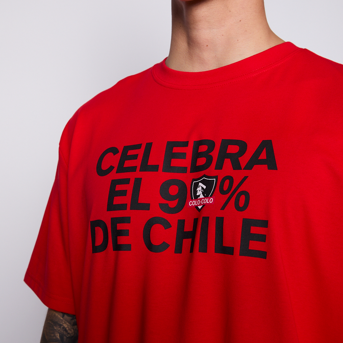Polera Colo Colo Urbano Hombre Celebra el 90% Chile Rojo