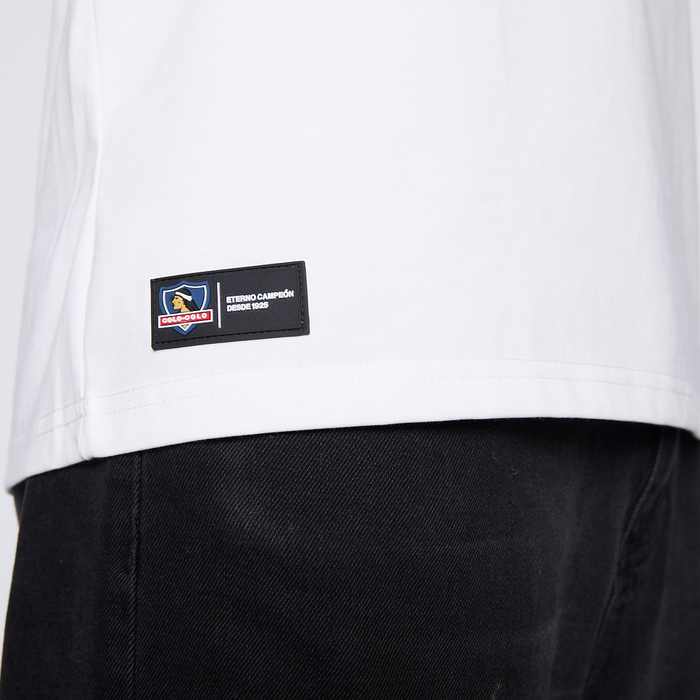 Polera Colo Colo Urbano Hombre Escudo Blanco