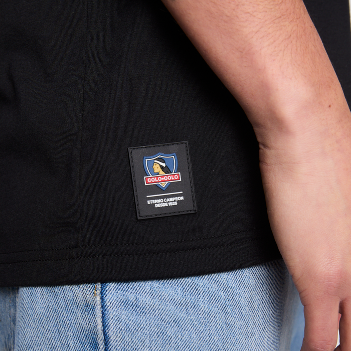Polera Colo Colo Urbano Hombre Eterno Campeón Negro Escudo Verano