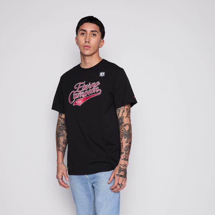 Polera Colo Colo Urbano Hombre Eterno Campeón Negro y Rojo