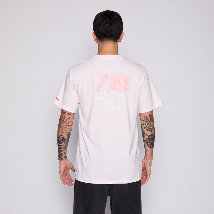 Polera Colo Colo Urbano Hombre Quiero Seguirte Rosado