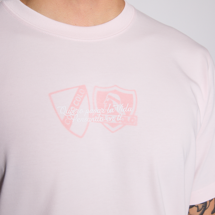 Polera Colo Colo Urbano Hombre Quiero Seguirte Rosado