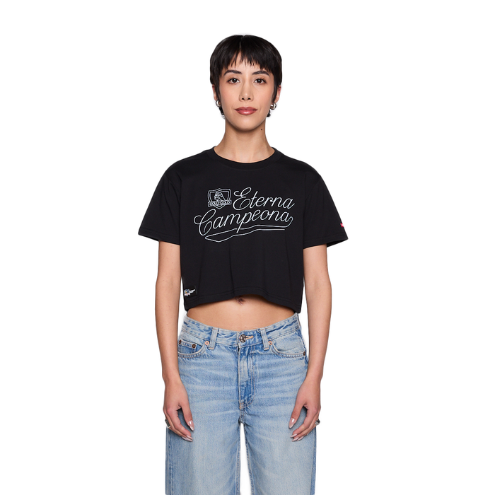 Polera Crop Colo Colo Urbano Mujer Eterna Campoena Negro