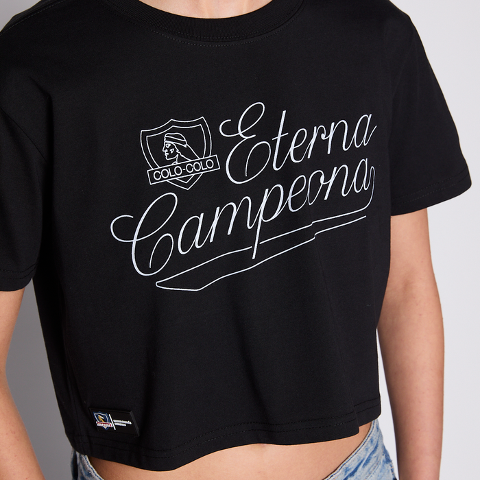 Polera Crop Colo Colo Urbano Mujer Eterna Campoena Negro