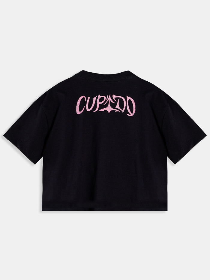 Polera Crop TINI Unisex Negra - Cupido