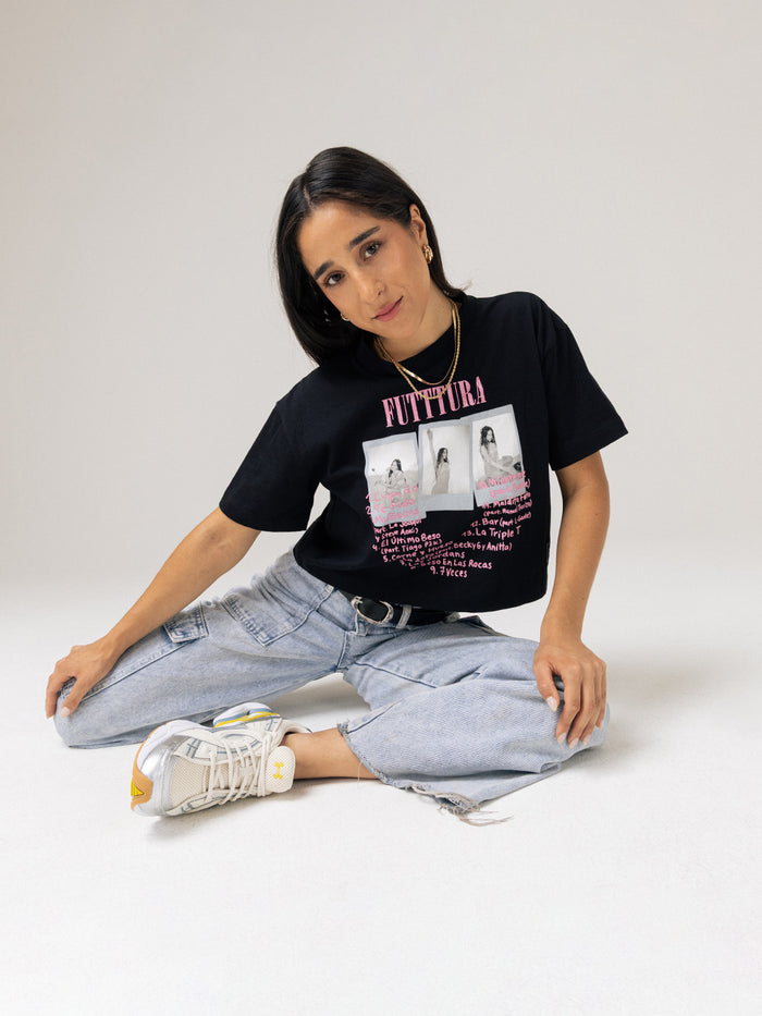 Polera Crop TINI Unisex Negra - Cupido