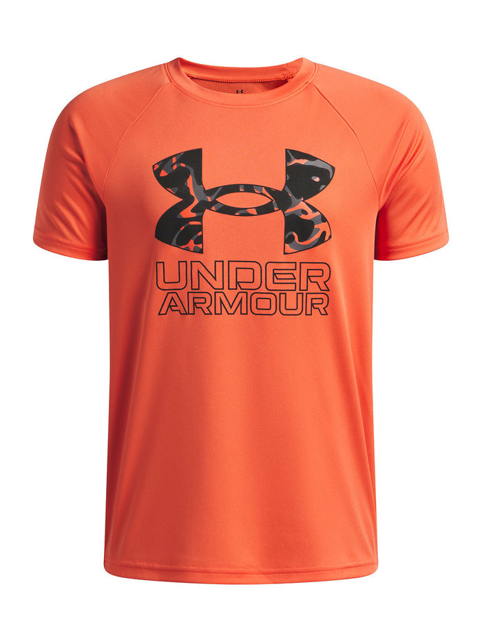 UA Tech Hybrid Print Polera Manga Corta rojo para niño