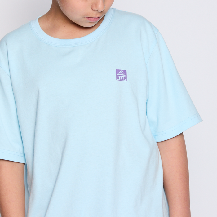 Polera Reef Kids Light Blue Logo Back