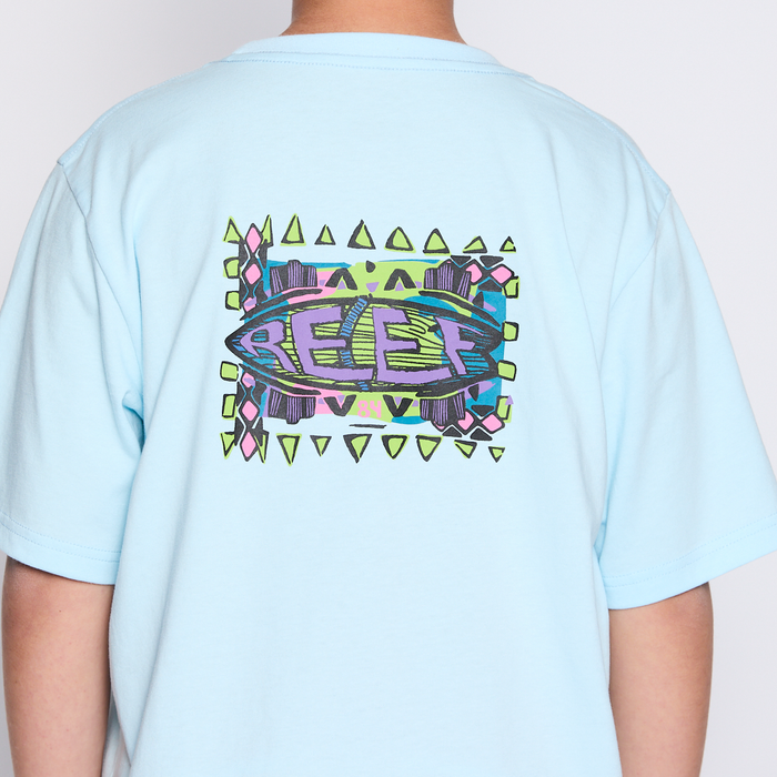 Polera Reef Kids Light Blue Logo Back