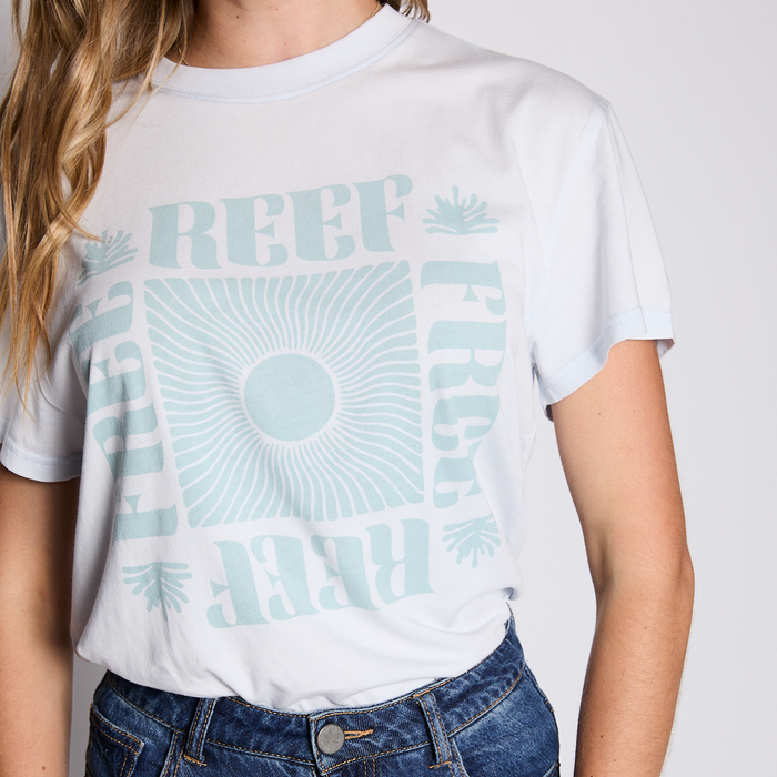 Polera Reef Women White Light Blue