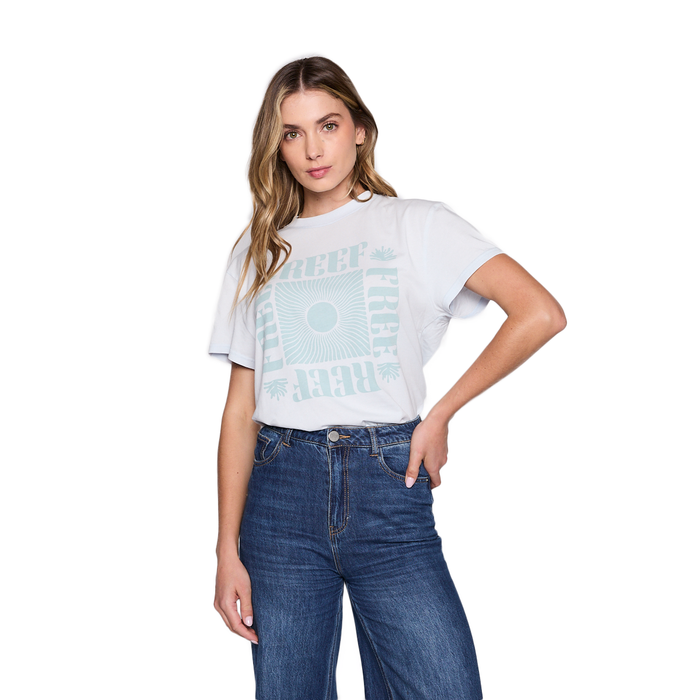 Polera Reef Women White Light Blue