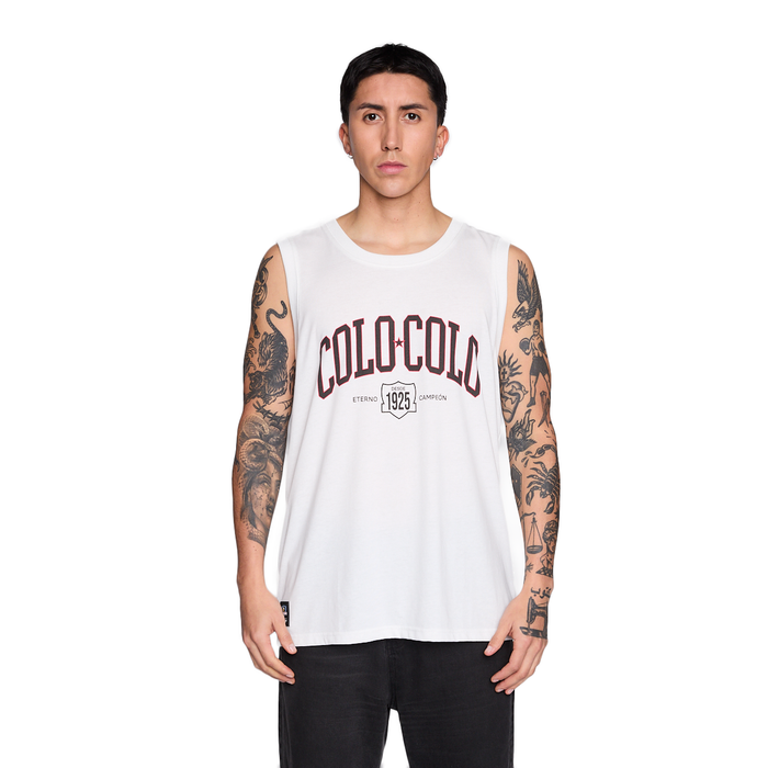 Polera Tank Colo Colo Urbano Eterno Hombre Blanco