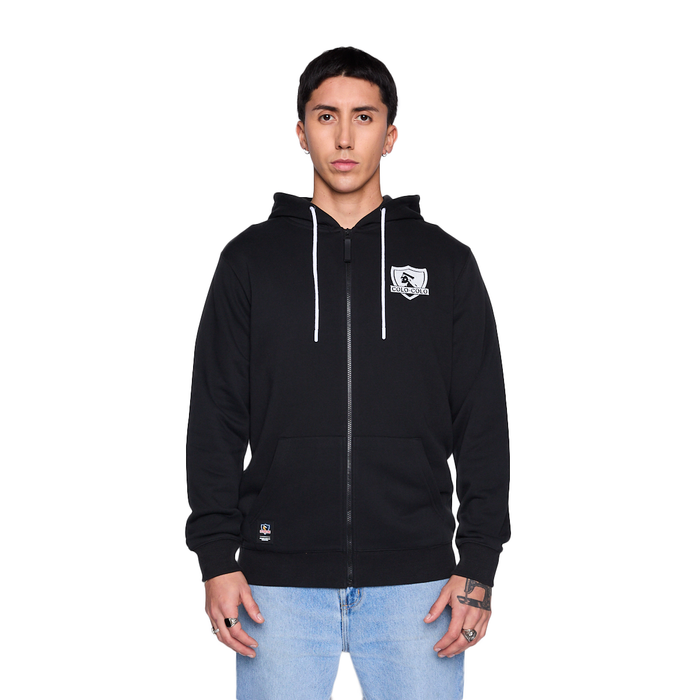 Polerón Colo Colo Urbano Hombre Full Zipper Negro