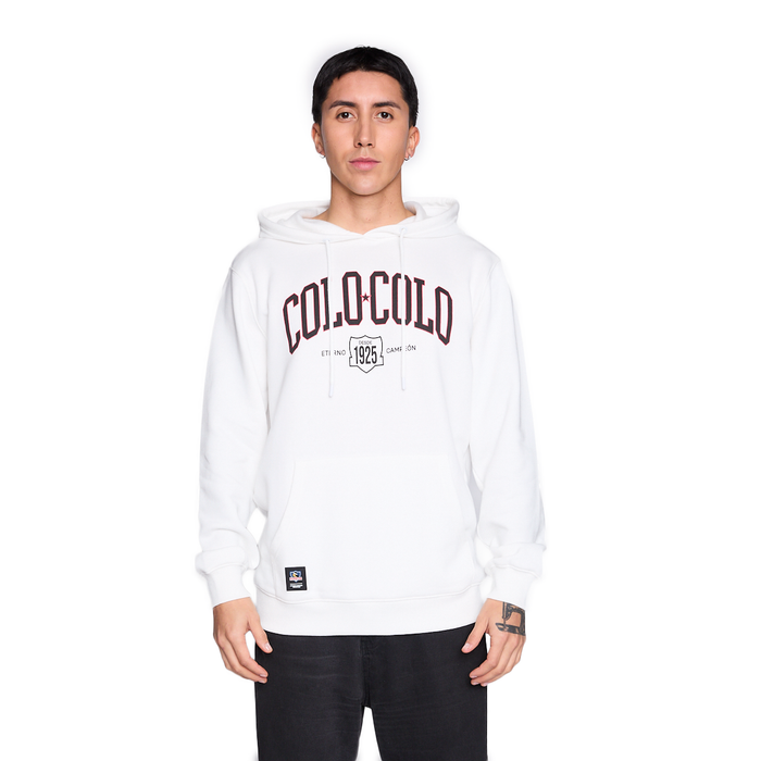 Polerón Colo Colo Urbano Hombre Hoodie Eterno Campeón Blanco