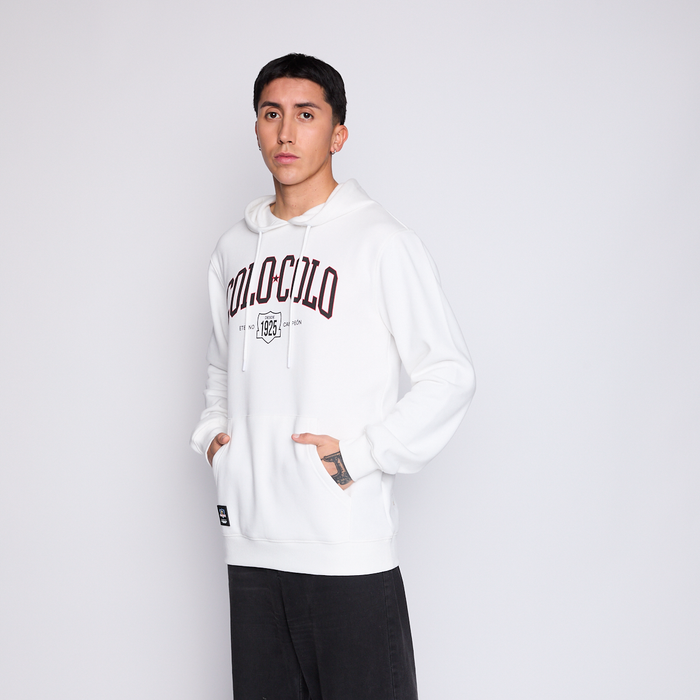 Polerón Colo Colo Urbano Hombre Hoodie Eterno Campeón Blanco