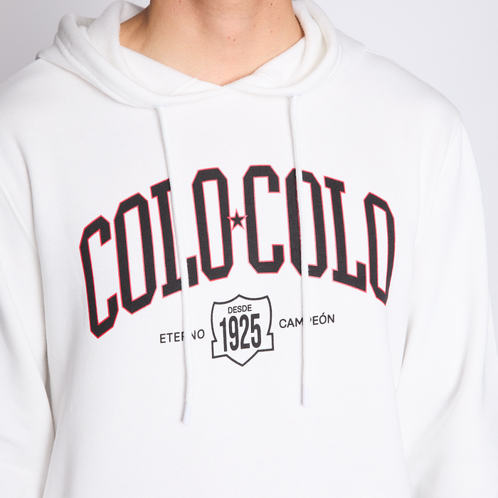 Polerón Colo Colo Urbano Hombre Hoodie Eterno Campeón Blanco