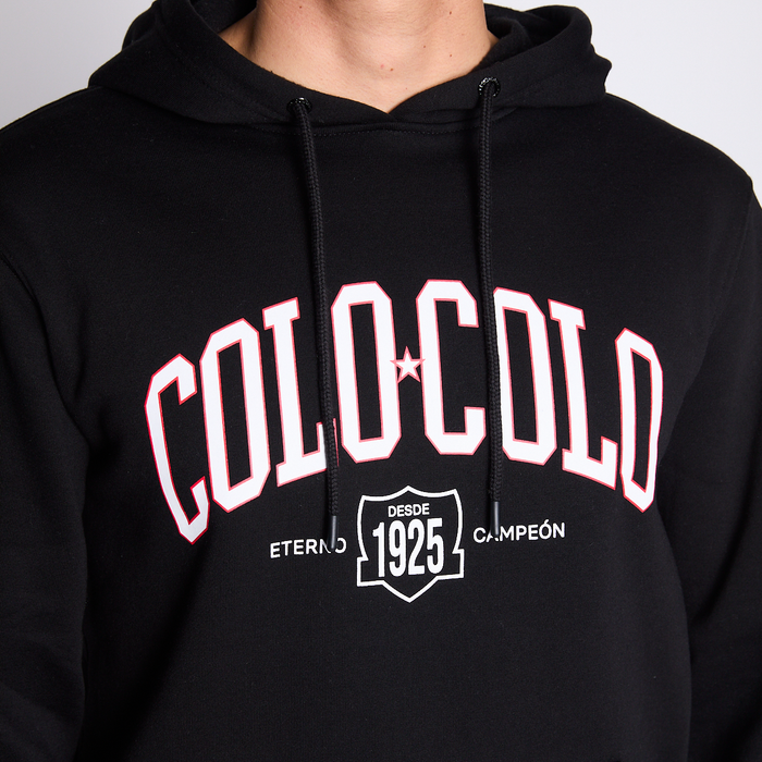 Polerón Colo Colo Urbano Hombre Hoodie Eterno Campeón Negro