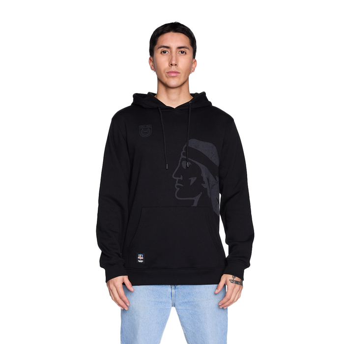 Polerón Colo Colo Urbano Hombre Hoodie Negro Cacique Gris