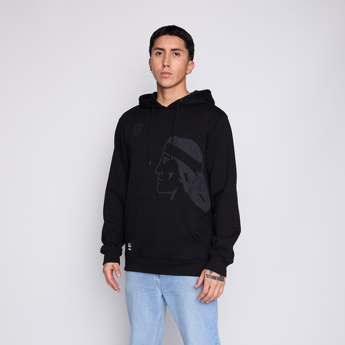 Polerón Colo Colo Urbano Hombre Hoodie Negro Cacique Gris