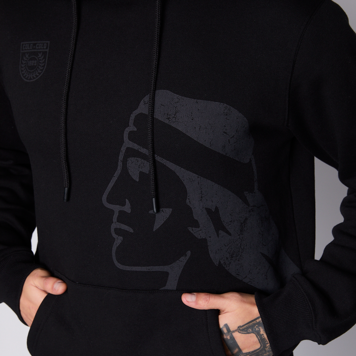 Polerón Colo Colo Urbano Hombre Hoodie Negro Cacique Gris