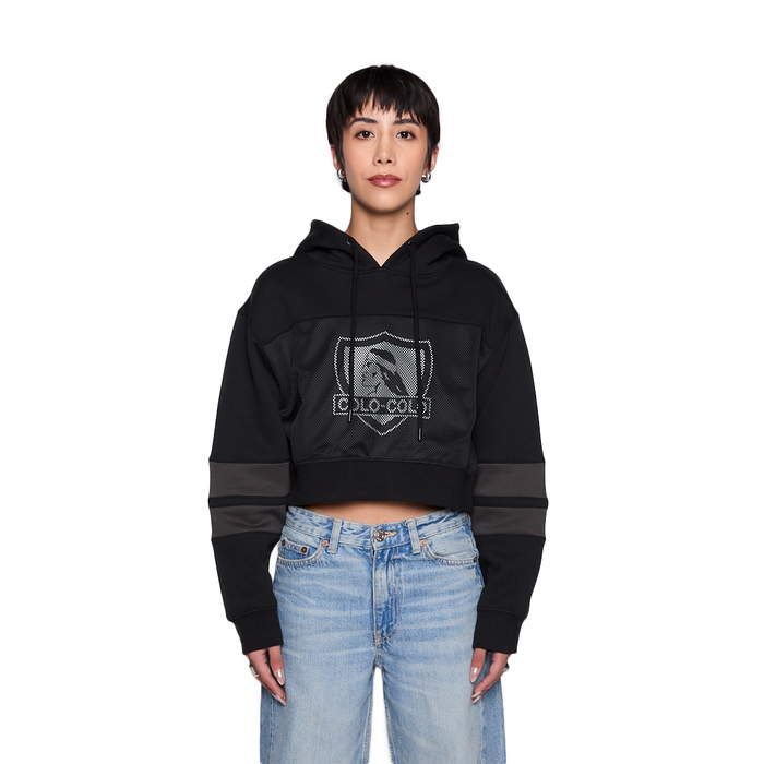 Polerón Crop Colo Colo Urbano Mujer Negro