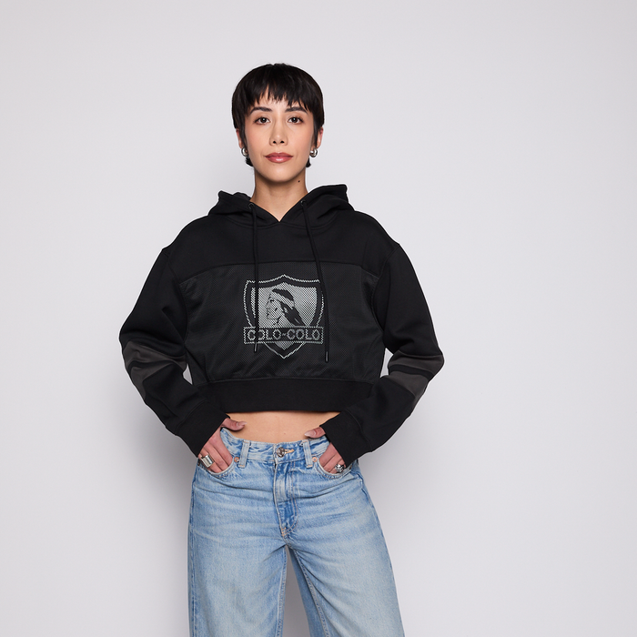 Polerón Crop Colo Colo Urbano Mujer Negro