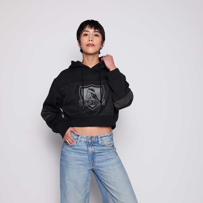 Polerón Crop Colo Colo Urbano Mujer Negro