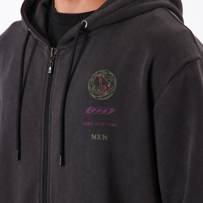 Polerón Nixon Men Full Zipper Clock is Ticking Washed Black