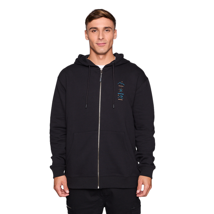 Polerón Reef Men Full Zipper Black Surf Up
