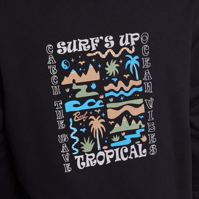 Polerón Reef Men Full Zipper Black Surf Up