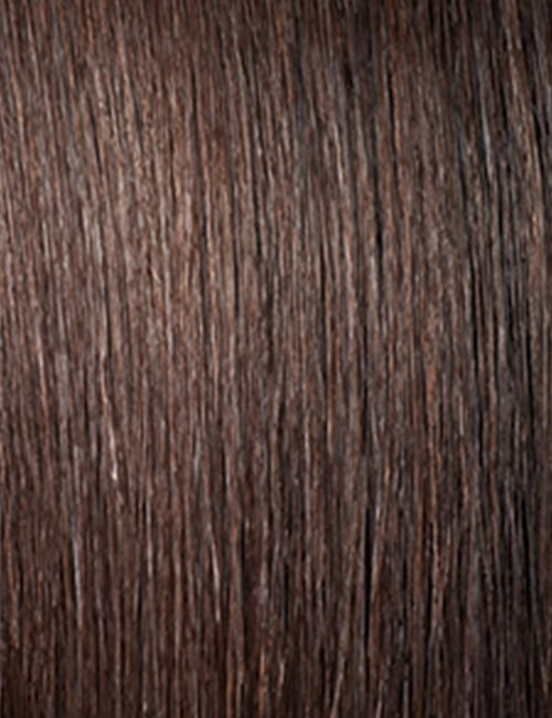 OUTRE brown hair texture swatch showing smooth straight strands for glam curly ponytail extension