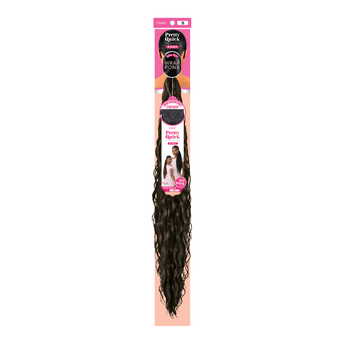 OUTRE long dark wavy hair packaging for water wave wrap ponytail extension with product label