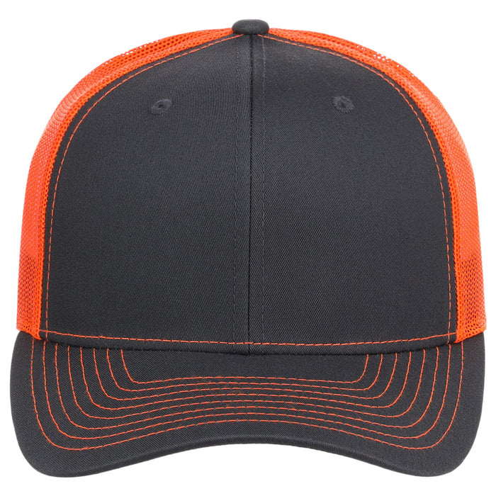 Richardson 112 Trucker Hat - Charcoal/Neon Orange
