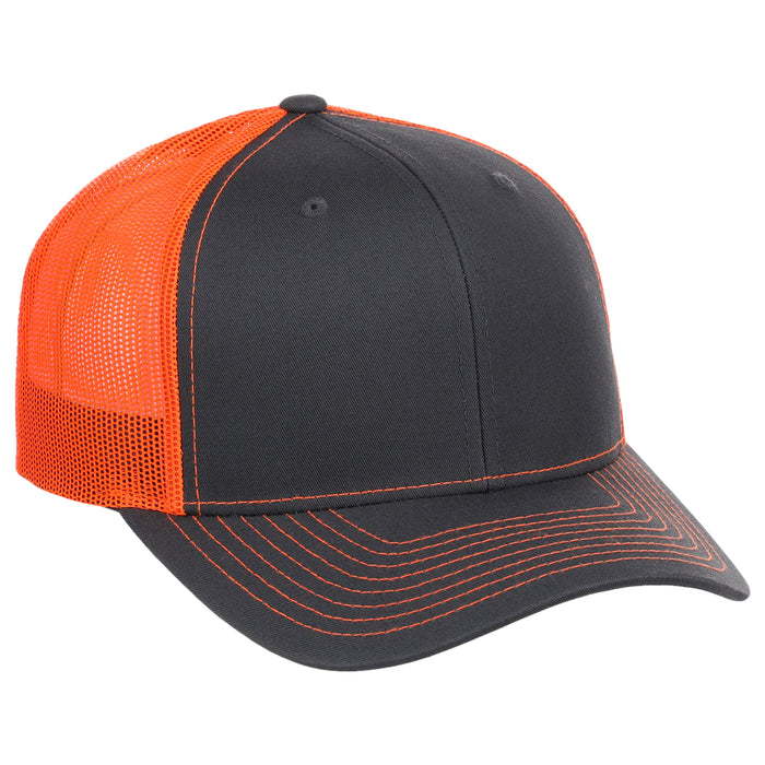 Richardson 112 Trucker Hat - Charcoal/Neon Orange
