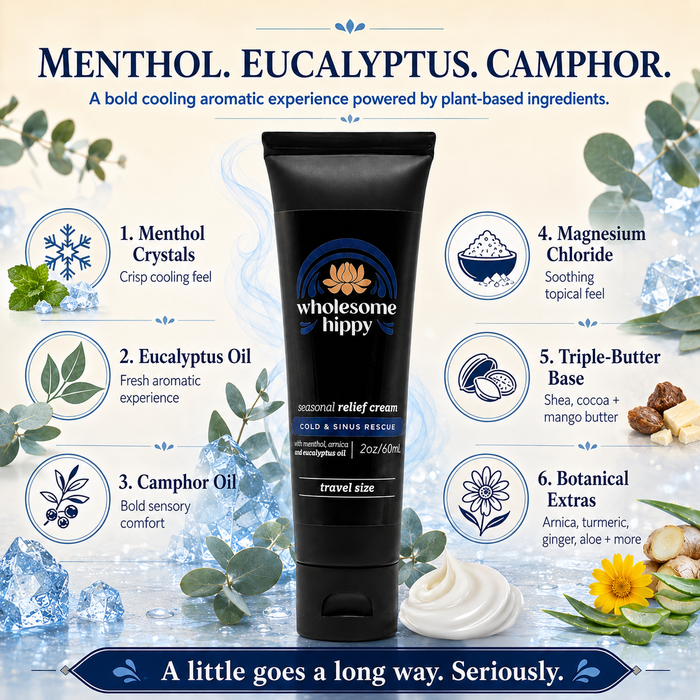 Seasonal Relief Cream | Menthol + Eucalyptus Cooling Cream | 2oz