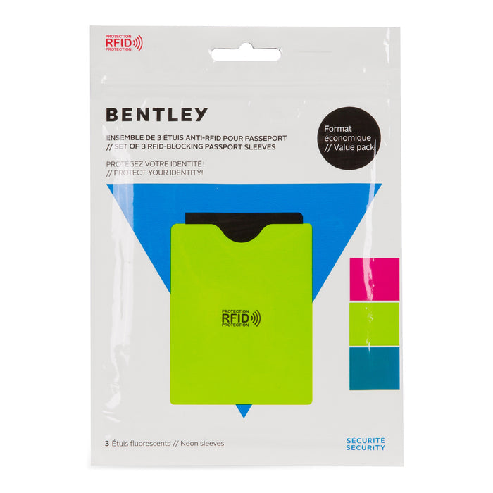 Set of 3 RFID Passport Sleeves - Bentley