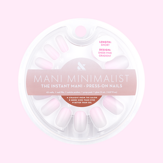 Sheer Pink Gradient - Press-On | Short | Squoval showing short squoval false nails in soft cool pink gradient press-on style