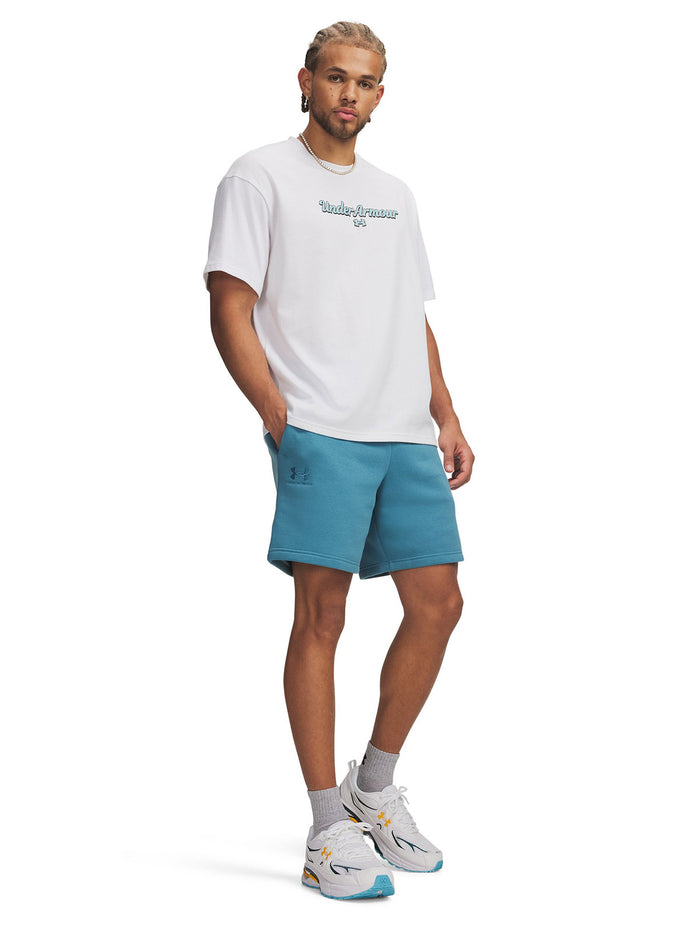 UA Icon Fleece Crew Short azul para hombre