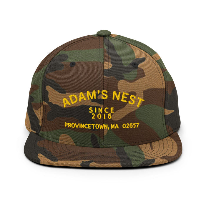 Adam's Nest Since 2016 6 panel flatbill green camo