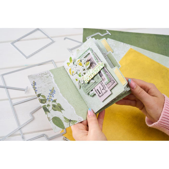 Sizzix - Thinlits Die Set - Snap and Swap File Folders (15pk). Available at Embellish Away located in Bowmanville Ontario Canada. Example by brand ambassador.