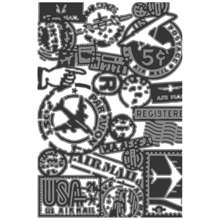 Sizzix - Tim Holtz - Multi Level Textured Impressions Embossing Folder - Vault Airmail. Available at Embellish Away located in Bowmanville Ontario Canada.