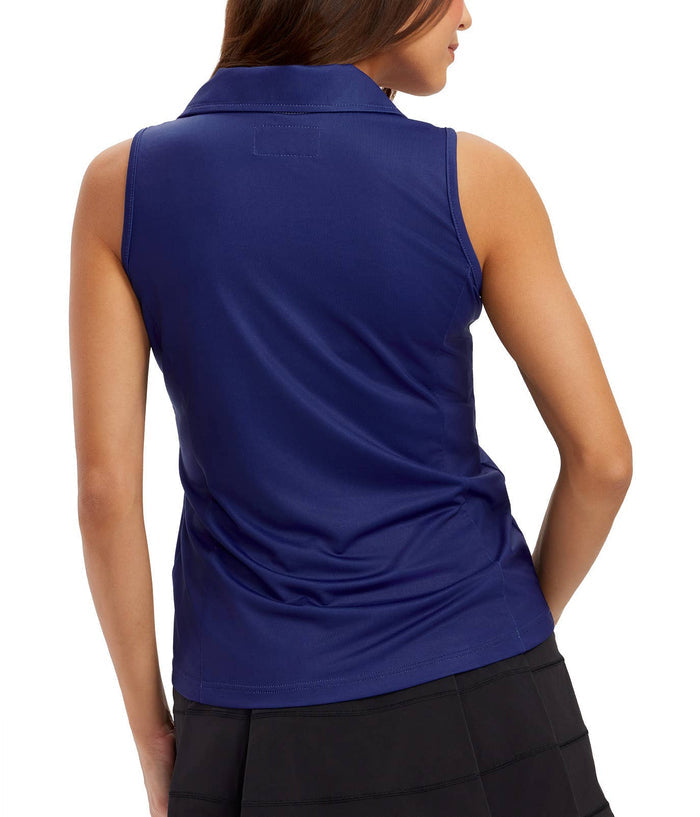 Women's Sunset Golf Polo by Tipsy Elves, sleeveless tennis shirt with vibrant sunset-inspired design, perfect for golf or tennis.