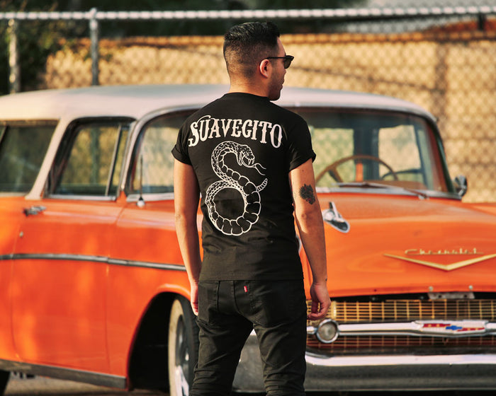 Snake Bite Tee - Model is wearing a medium tee.