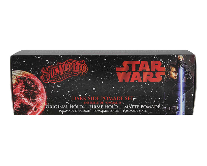 Star Wars-themed pomade set packaging with Suavecito logo