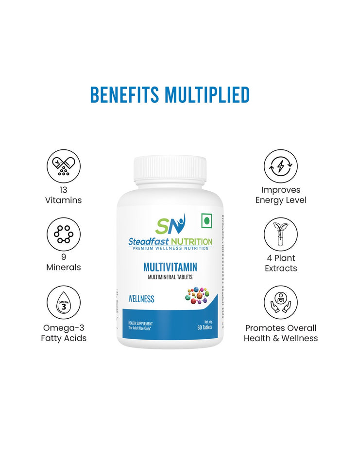 Steadfast Nutrition Multivitamin with Multiminerals & Omega-3 Fatty Acids (60 Tablets)