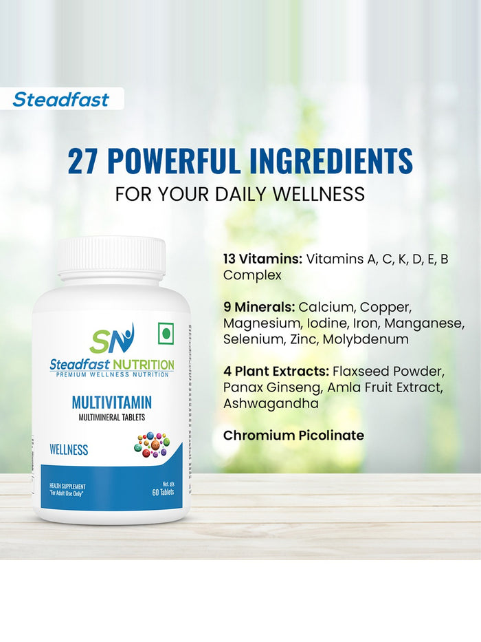 Steadfast Nutrition Multivitamin with Multiminerals & Omega-3 Fatty Acids (60 Tablets)